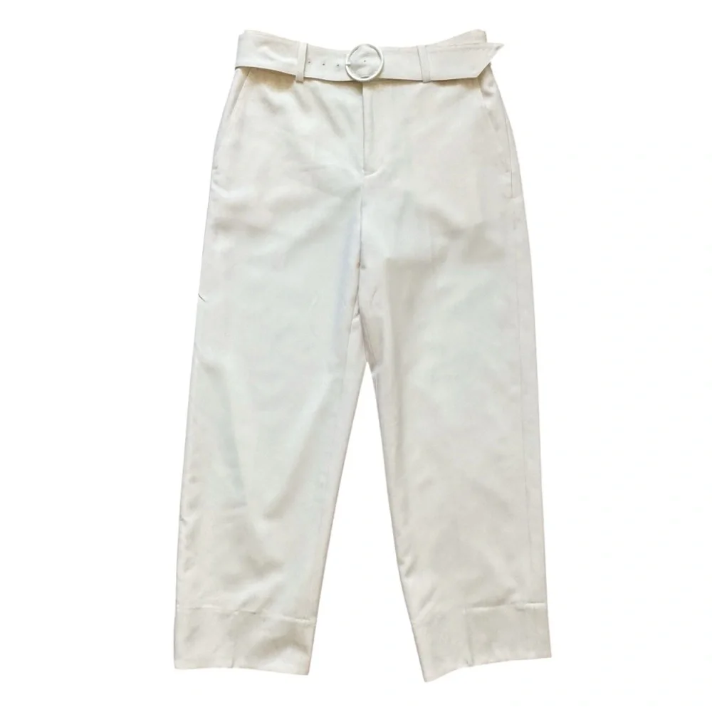 Club Monaco Enamel Ring ButterCream Cropped Women's Pants - Picture 2 of 9